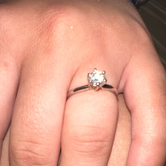 Engagement ring with wedding band ring guard, size 6. - Picture 7 of 13